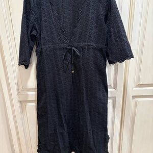 Tory Burch Black Eyelet Dress (or cover up) with Tie Waist